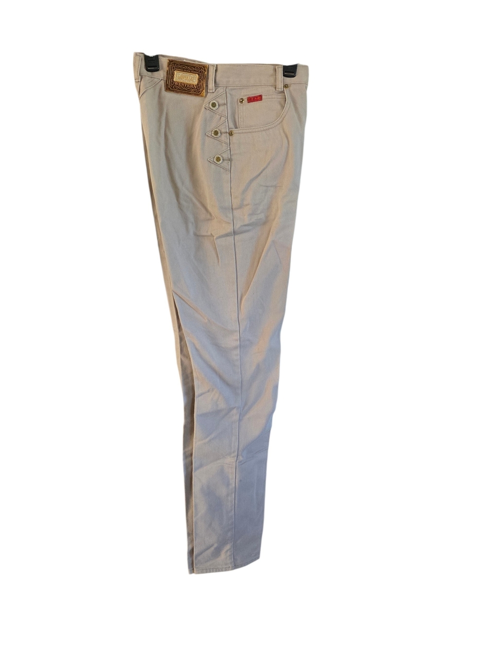 Lawman Western  Boot Cut Jeans in Light Tan with Western Patch - Picture 5 of 7